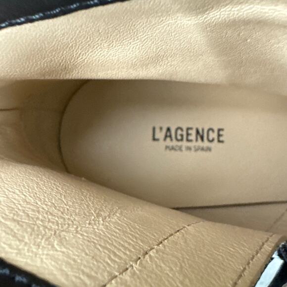 L'AGENCE Aimee Pointed Toe Leather Boots Black Kitten Heel Size 39.5 NWOB - Picture 6 of 8